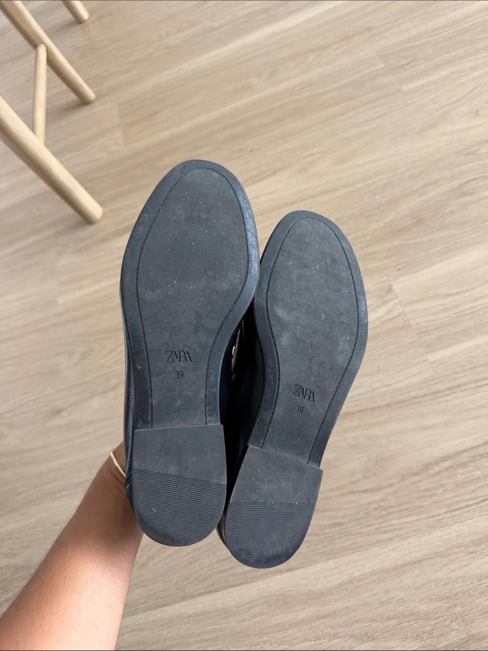 Zara Black Leather Penny Loafers for Men